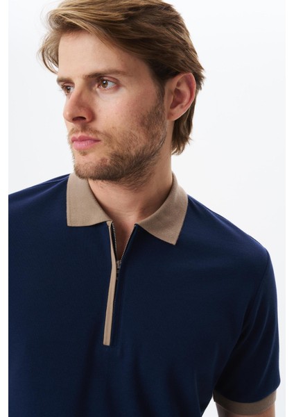Erkek Regular Fit Basic Pamuk Pike Fermuarlı Polo Yaka Tişört Y29374354302 fiyatları
