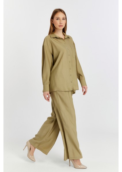 Kadın Haki Casual Oversize/geniş Kalıp Gömlek indirimleri