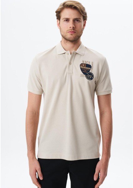 Erkek Yazı Baskılı Regular Fit % 100 Pamuk Pike Polo Yaka Tişört Y29374355802