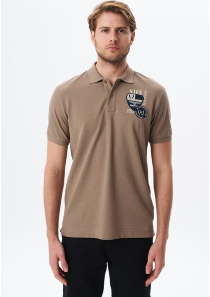 Erkek Yazı Baskılı Regular Fit % 100 Pamuk Pike Polo Yaka Tişört Y29374355802