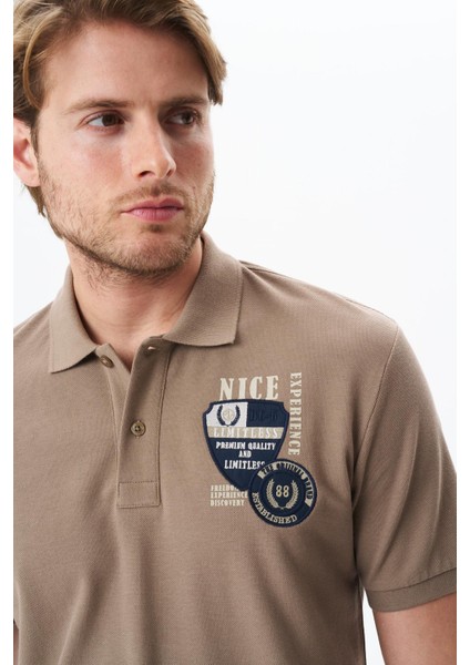 Erkek Yazı Baskılı Regular Fit % 100 Pamuk Pike Polo Yaka Tişört Y29374355802 fiyatları