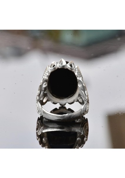 El Yapımı 925 Ayar Gümüş Erkek Yüzük, Obsidan Taşlı, Akrep Yüzük Tasarımı, Özgün 925 Ayar Gümüş Yüzük indirimleri