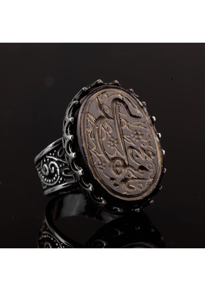 Doğal Akik Taşlı Yüzük, Islami Yüzük, 925 Ayar Gümüş Erkek Yüzüğü indirimleri