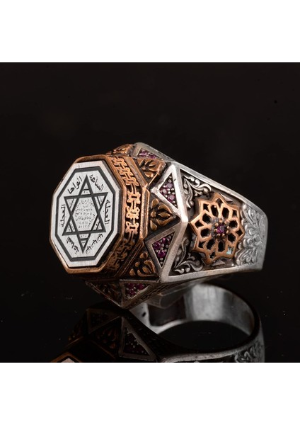 David Of Star Solomon Tılsım Yüzüğü - 925 Ayar Gümüş Erkek Yüzüğü modelleri