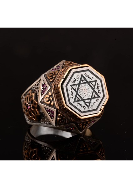 David Of Star Solomon Tılsım Yüzüğü - 925 Ayar Gümüş Erkek Yüzüğü indirimleri