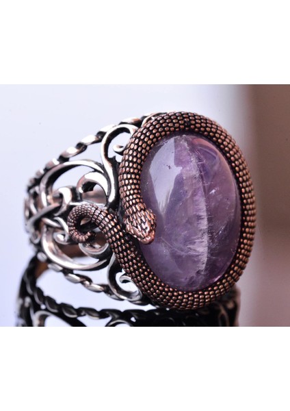 925 Ayar Katı Gümüş Erkek Yüzük - Doğal Taşlarla El Yapımı Zarafet (Ametist Taşı) modelleri