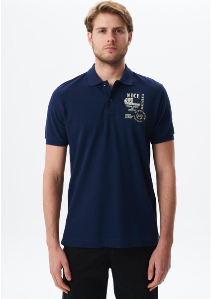 Erkek Yazı Baskılı Regular Fit % 100 Pamuk Pike Polo Yaka Tişört Y29374355802