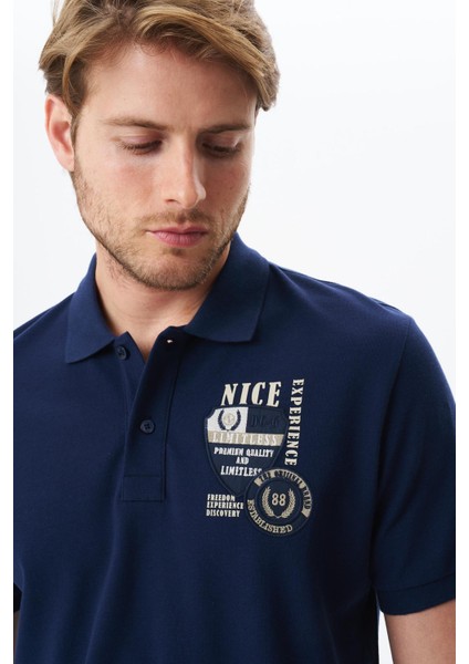 Erkek Yazı Baskılı Regular Fit % 100 Pamuk Pike Polo Yaka Tişört Y29374355802 fiyatları
