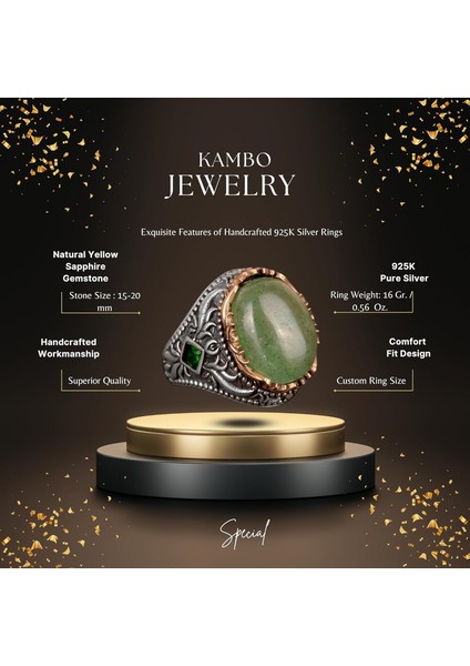 Zümrüt Doğal Cabochon Taş Yüzük, El Yapımı Erkek Yüzüğü, Sterlin Gümüş Erkek Yüzüğü fiyatları