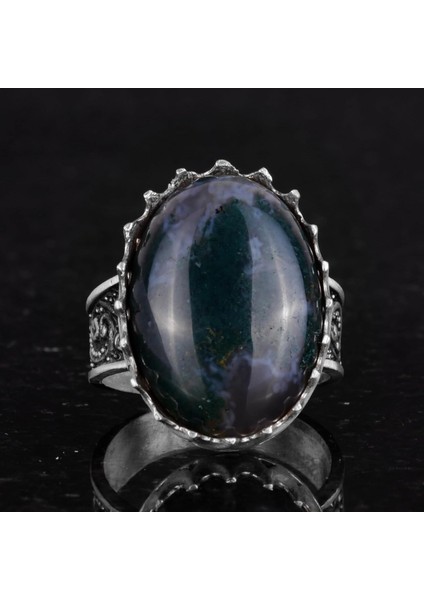 Doğal Taş Yüzük - 925 Ayar Gümüş Büyük Yüzük - El Yapımı Yüzük (Süsen Taşı) fırsatları
