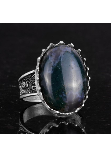 Doğal Taş Yüzük - 925 Ayar Gümüş Büyük Yüzük - El Yapımı Yüzük (Süsen Taşı) indirimleri