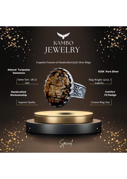 Gerçek Doğal Jasper Taş Yüzük, Büyük Yüzük, El Yapımı Erkek Yüzüğü, 925 Ayar Gümüş Yüzük fiyatları