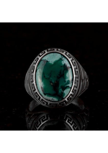 Doğal Arizona Turkuaz Taş Yüzük, 925 Ayar Gümüş Yüzük Erkekler Için modelleri