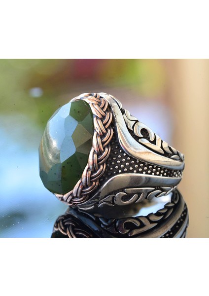 Doğal Yeşim Taşı, Ham Taş, Erkekler Için 925 Ayar Gümüş Yüzük fırsatları