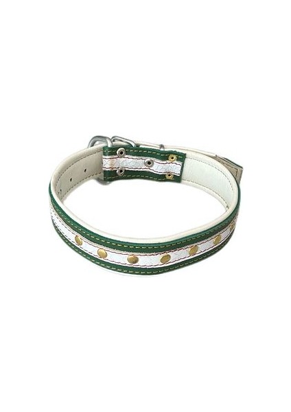 El Yapımı Gerçek Deri Orta Irk Yumuşak Dokulu 3,5 x 65 cm Ebatlarında Metal Süslü Köpek Tasması fırsatları