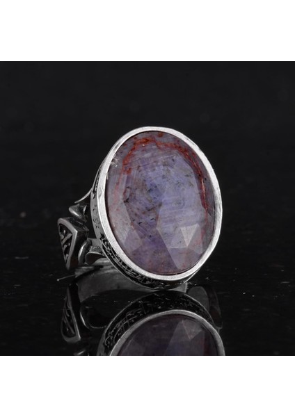 Doğal Mor Safir Taşlı Erkek Yüzük, El Yapımı 925 Ayar Gümüş Takı - Bilgelik, Koruma ve Ruhsallığın Sembolü fırsatları