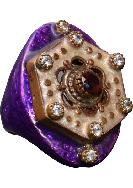 Doğal Garnet Taşı Sterlin Gümüş Unisex Yüzük - El Yapımı Büyük Yüzük