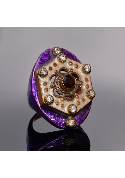 Doğal Garnet Taşı Sterlin Gümüş Unisex Yüzük - El Yapımı Büyük Yüzük modelleri