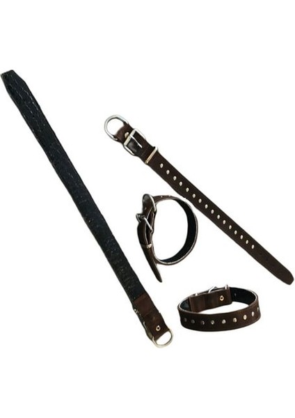 Kahverengi Rivet Süslü Orta Irk Köpek Tasması 3,5 cm Eninde 60 cm Boyunda modelleri