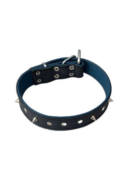 El Yapımı Gerçek Deri Orta Irk Yumuşak Dokulu 3,5 x 60 cm Ebatlarında Metal Süslü Köpek Tasması