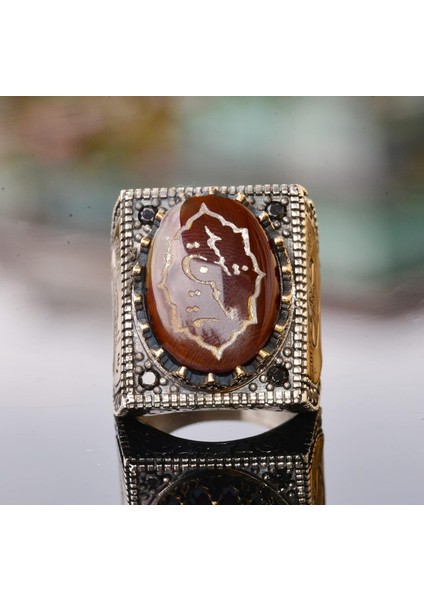 Doğal Akik Taşlı Yüzük - Islami Hediyelik, Gümüş Erkek Yüzüğü indirimleri