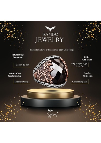 Siyah Taş Erkek Yüzük, 925 Ayar Gümüş Erkek Yüzük fiyatları