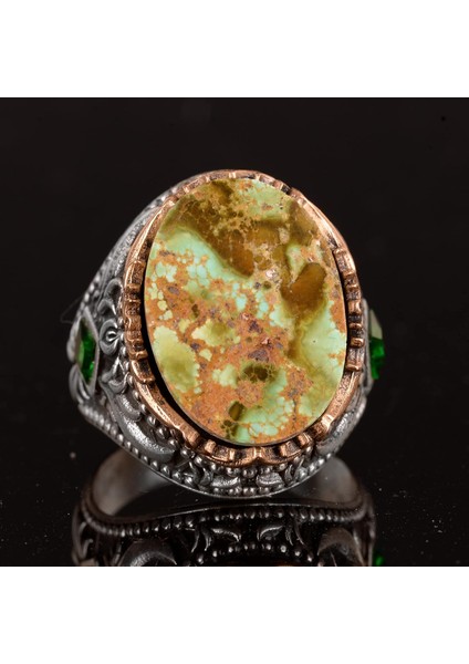 Doğal Arizona Turkuaz Taşı Erkek Yüzüğü, El Yapımı Yüzük, 925 Ayar Gümüş Yüzük modelleri