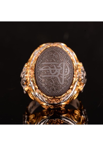 Doğal Hematit Taş Yüzük, 925 Ayar Sterlin Gümüş Erkek Yüzük, Islami Yüzük fiyatları