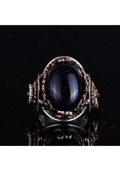 Hayvan Gümüş Yüzük, Mavi Güneş Taşı Üretilmiş Yüzük, 925 Ayar Gümüş Erkek Yüzük, Şık El Yapımı Gümüş Yüzük modelleri