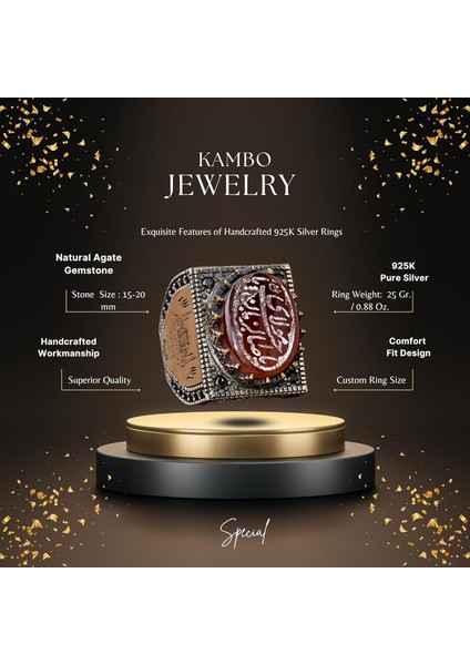 Doğal Akik Taşlı, Gümüş Islami Erkek Yüzük fiyatları