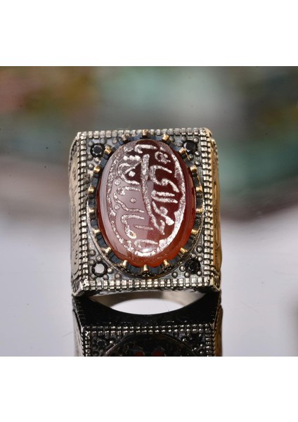 Doğal Akik Taşlı, Gümüş Islami Erkek Yüzük indirimleri