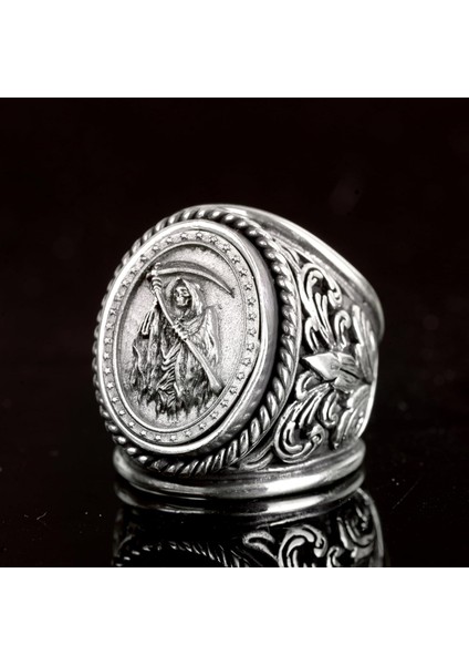 925 Ayar Gümüş Yüzük, El Yapımı Ölüm Meleği Yüzüğü Erkekler Için, Ölüm Meleği Yüzüğü fırsatları