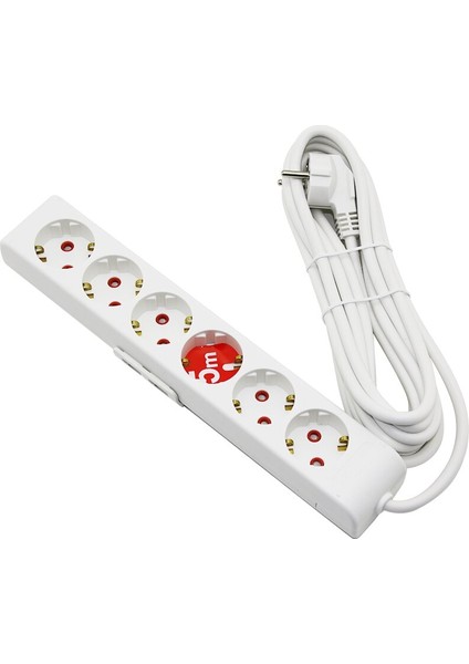 Rı-Tech 6lı - 5mt Uzatma Kablo - Topraklı Grup Priz 001 175 610002 05 00 (4767)