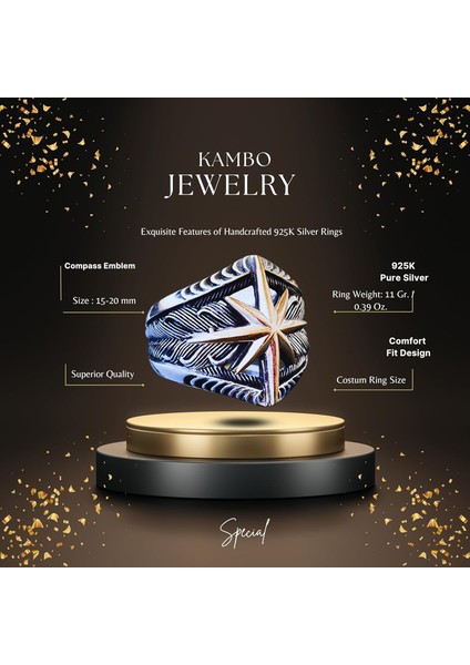 Pusula Yüzüğü - 925 Ayar Gümüş Erkek Pusula Yüzüğü fiyatları