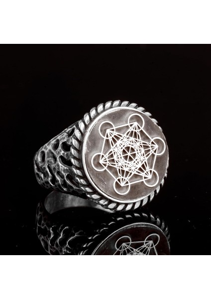 Metatron Yüzüğü, Helatron Küp Kutsal Geometri, Tılsım Yüzüğü, 925 Ayar Gümüş Yüzük indirimleri
