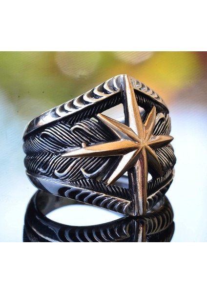 Pusula Yüzüğü - 925 Ayar Gümüş Erkek Pusula Yüzüğü fırsatları