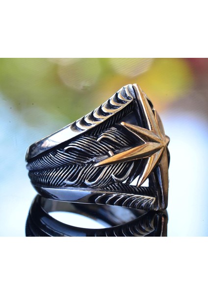 Pusula Yüzüğü - 925 Ayar Gümüş Erkek Pusula Yüzüğü indirimleri