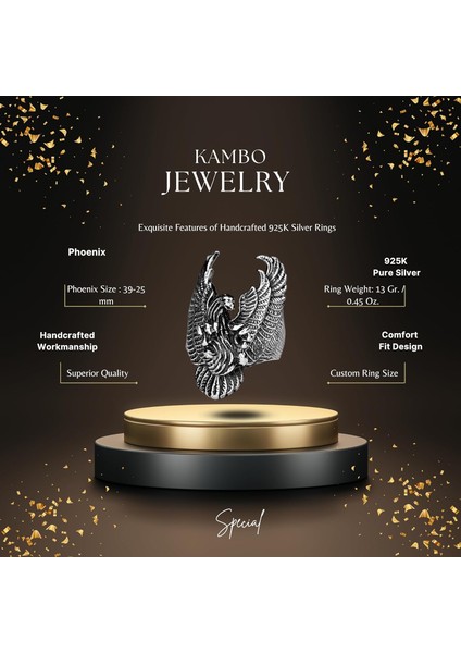 Erkekler Için Sterling Gümüş Yüzük - Büyük ve Ağı Heavy Phoenix Ölüm Kafası Biker Yüzüğü fiyatları