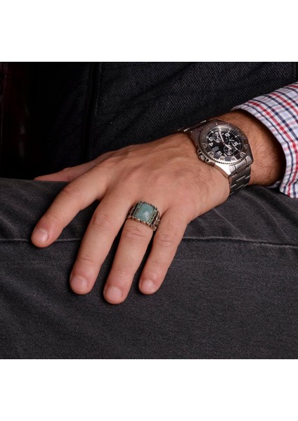 Akvamarin Erkek Yüzüğü, 925 Ayar Gümüş Yüzük, Doğal Akvamarin Taşlı Yüzük modelleri