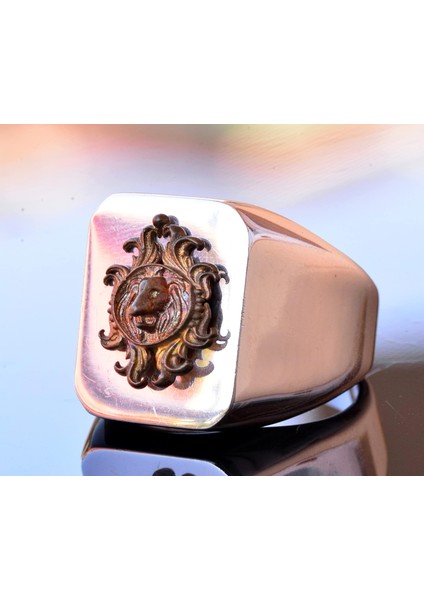 Ateşli Gümüş Yüzük - Sembollerle (Aslan) Erkek Yüzüğü fırsatları