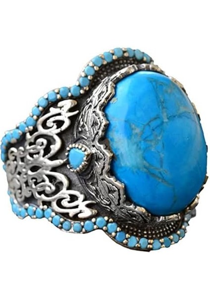 Turkuaz Yüzük Erkekler Için, Gümüş Turkuaz Yüzük, 925 Ayar Gümüş Erkek Yüzük, Büyük Yüzük