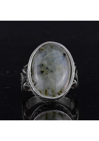Doğal Prehnit Yeşim Taşı Yüzük - El Yapımı 925 Ayar Gümüş Yüzük - Bilgelik, Koruma ve Ruhsallığın Sembolü fırsatları