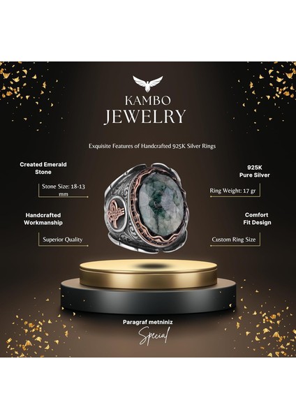 Osmanlı Tuğra Zümrüt Yapay Taş Yüzük, 925 Ayar Gümüş Yüzük fiyatları