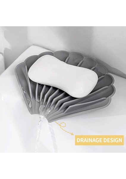 Beyaz Renk Kaymaz Istiridye Şekilli Silikon Sabunluk Sabun Depolama Tutucu ve Taşınabilir Sabunluk Plakası modelleri