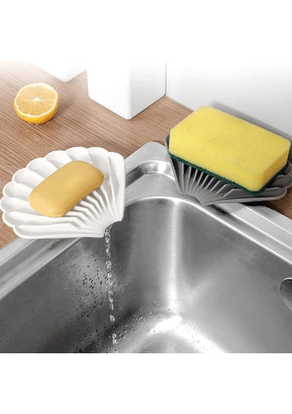 Beyaz Renk Kaymaz Istiridye Şekilli Silikon Sabunluk Sabun Depolama Tutucu ve Taşınabilir Sabunluk Plakası fırsatları