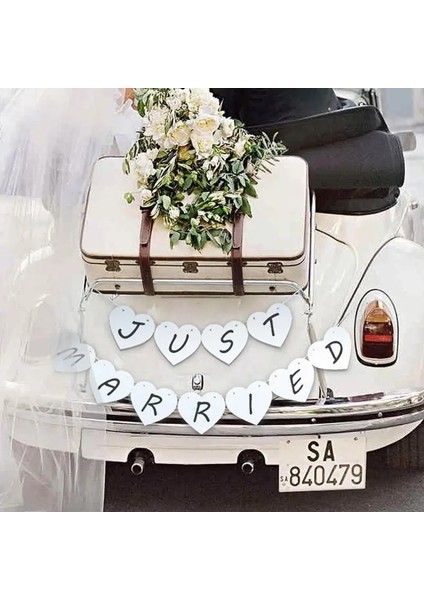 Kalpli Just Married Düğün Banner Afişi Kına Gecesi Bride To Be Bekarlığa Veda Süsü 11PARÇA