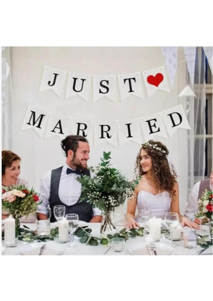 Dev Just Married Düğün Banner Afişi Kına Gecesi Bride To Be Bekarlığa Veda Süsü Kalın Karton 12PARÇA fırsatları