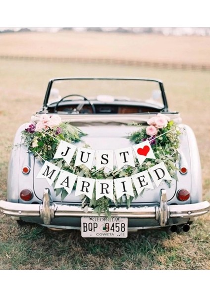 Dev Just Married Düğün Banner Afişi Kına Gecesi Bride To Be Bekarlığa Veda Süsü Kalın Karton 12PARÇA indirimleri