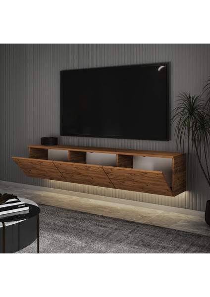 T0020 Alston 3 Kapaklı Duvara Monte Tv Ünitesi – LED Işıklı, Modern Tasarım, 160 cm fırsatları