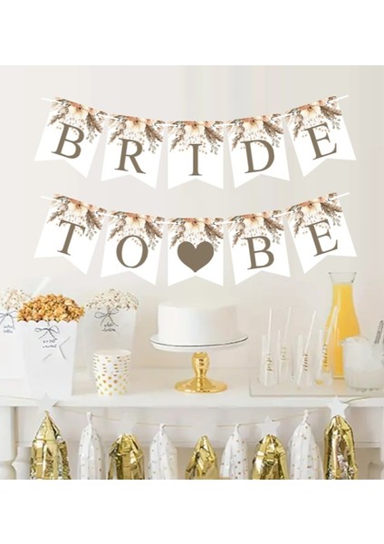 Bohem Çiçekli Bride To Be Banner Büyükboy Düğün Kına Gecesi Bride To Be Bekarlığa Veda Süsü 10PARÇA
